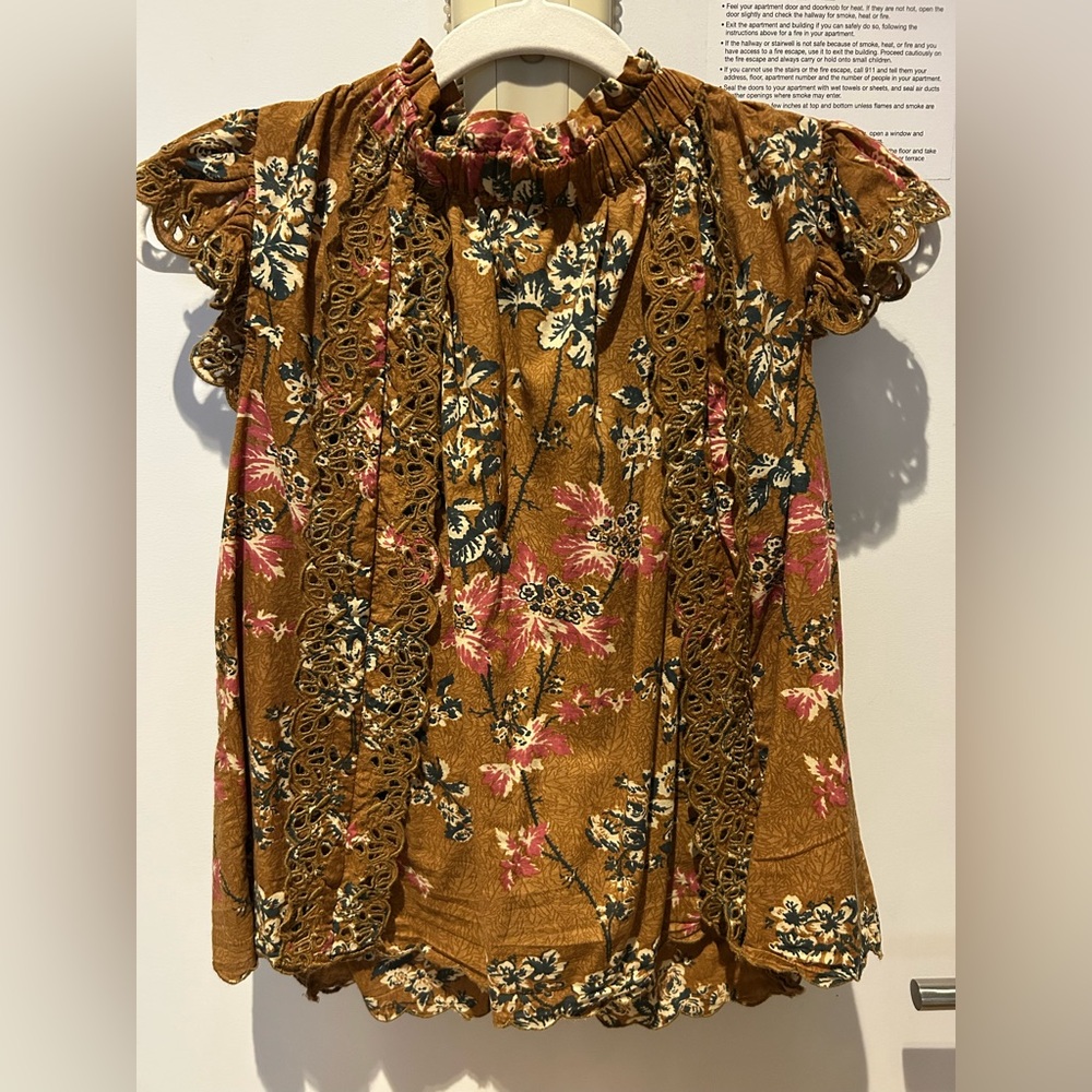SEA New York anglaise detail fall floral top- size 2